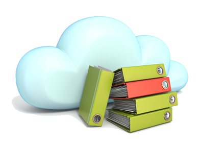 Aktenordner mit symbolischer Cloud im Hintergrund