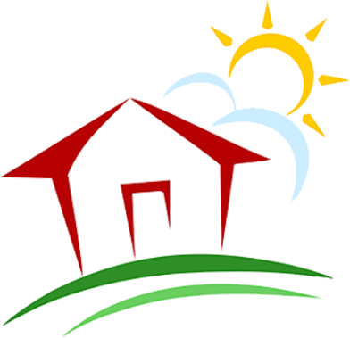 Hausgrafik mit Sonne und Wolken